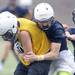 Saline High School football practice in the rain at the school on Monday, August 12, 2013. Melanie Maxwell | AnnArbor.com